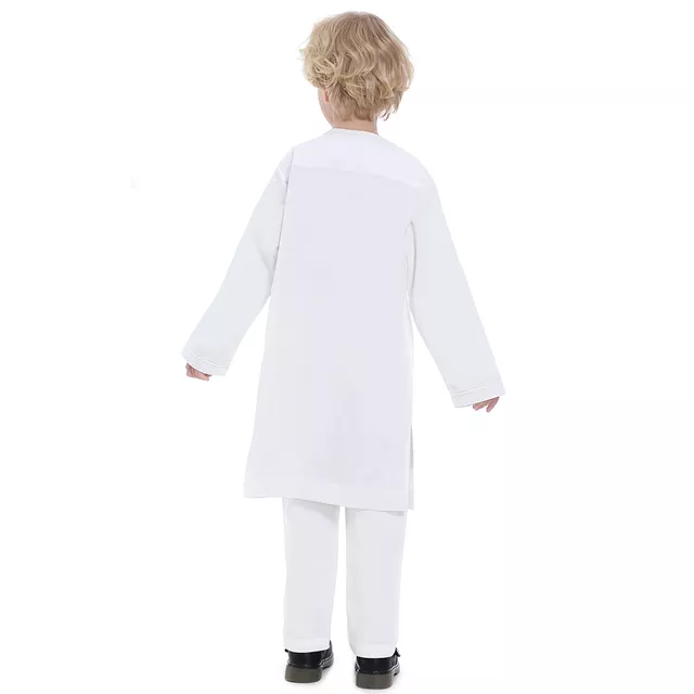 Boys Solid Color Contrast Thread Robe Set