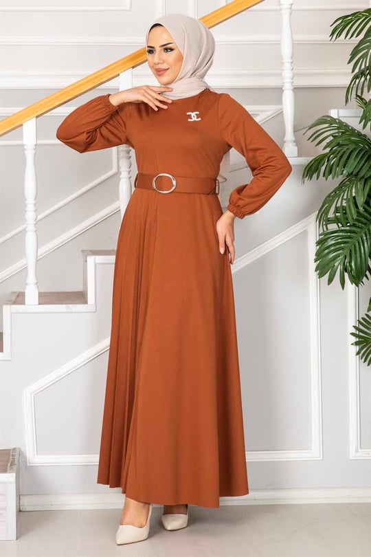 Asmara Belted Veiling Dress